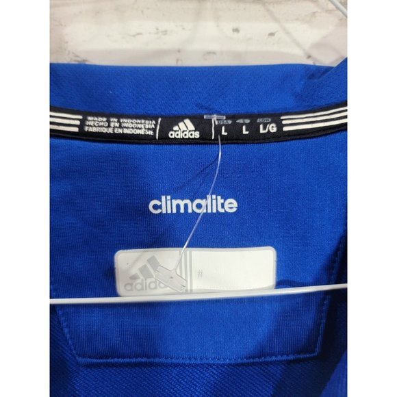 Adidas Blue 1/4 Zip Royal Blue Collegiate Climalite Polo Size Large Warm Up Top - Picture 3 of 7